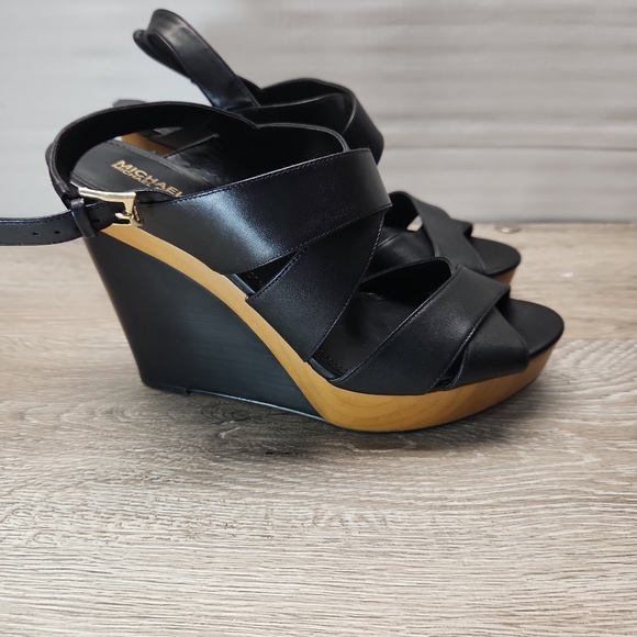 Michael Kors Josephine Wedge wooden platform sandals size 9.5M - Picture 5 of 5